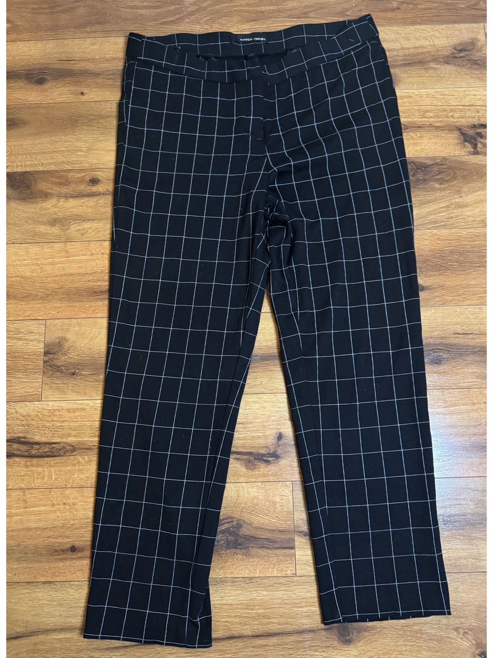 Amanda & Chelsea Black Dress Pants with White Windowpane Grid
